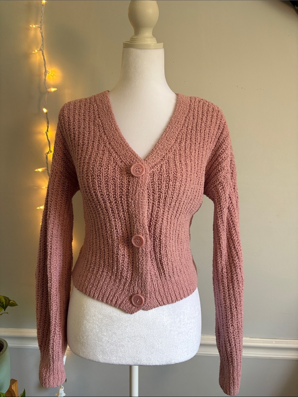 Women's Knit Cardigan Sweater - Rose
